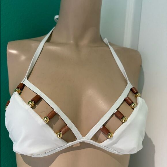 Beach Bunny White and Brown Bikini Top - Picture 1 of 9
